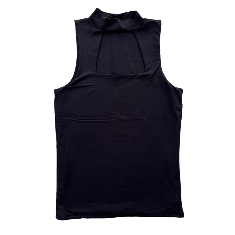 Red By BKE Women’s Sz Large Black Mock Neck Cutout Detail Nylon Stretch Tank Top